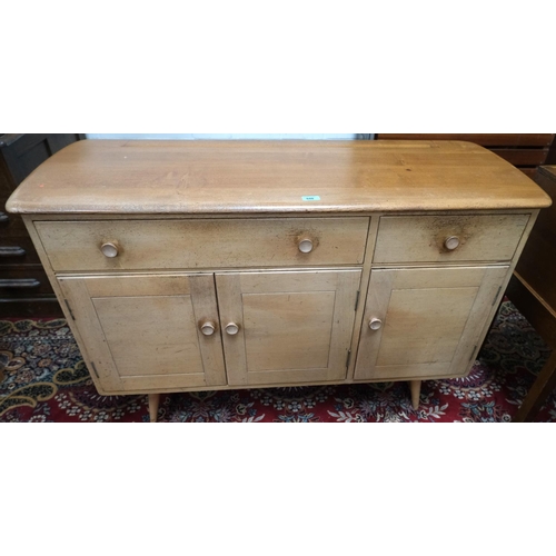 948 - A 1960's Ercol light elm sideboard of 2 drawers and 3 cupboards, model 1351 with blue label