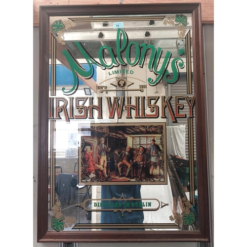 15 - A vintage advertising pub mirror for Maloney's Whiskey.