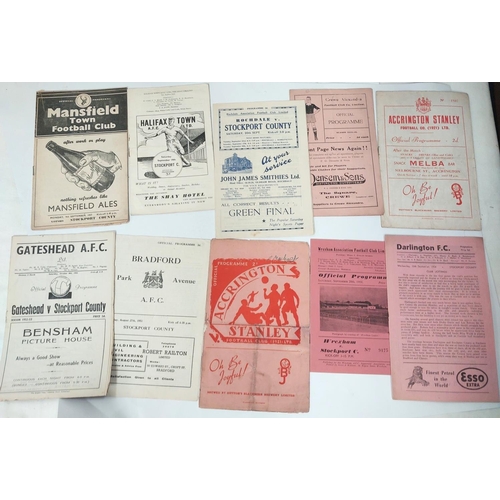 192 - Football Programmes: Stockport County Away 1940's/50's, Crewe Alexandra 1948-49, Halifax Town 1957, ... 