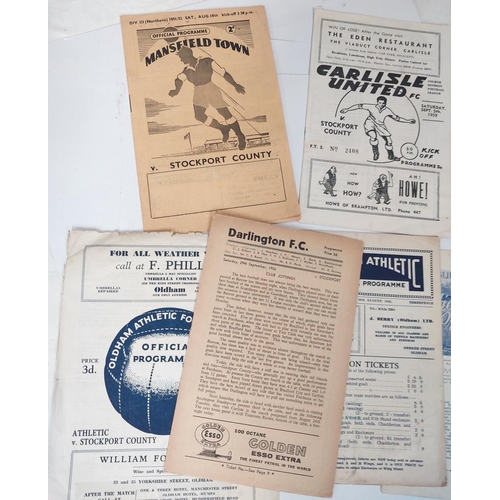 193 - Football Programmes: Stockport County Away 1950's Programmes, Chester 1956, Bradford Park 1956, Scun... 