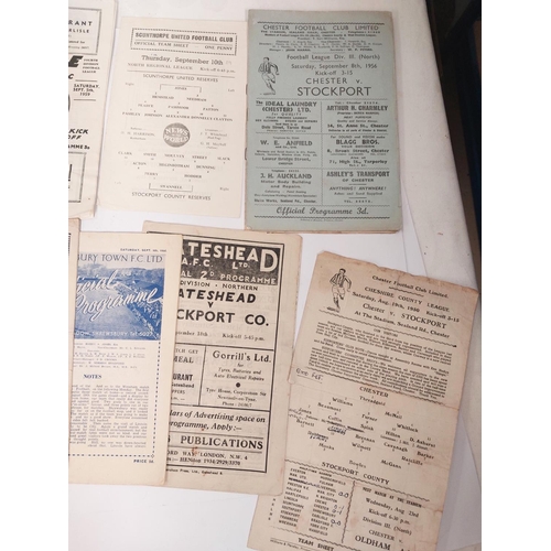 193 - Football Programmes: Stockport County Away 1950's Programmes, Chester 1956, Bradford Park 1956, Scun... 