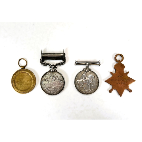 223 - WWI - a group of 4 medals to 9782 Pte G.W. Fletcher, Lan. Fus. later 22127 M.G.C.. comprising 15 sta... 