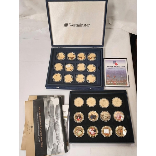 247 - GUERNSEY - The Royal British Legion Collection, 12 coins gold plated with enamelled poppy, cased and... 