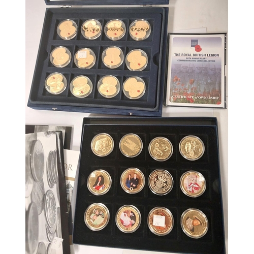 247 - GUERNSEY - The Royal British Legion Collection, 12 coins gold plated with enamelled poppy, cased and... 