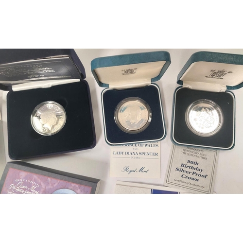 248 - GB:QEII -Silver proof crown, 1990 and 2 others, both proof standard, 1981 & 2000.