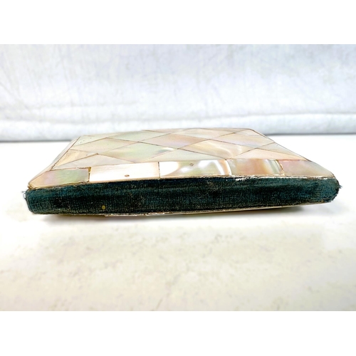 41 - A Victorian mother of pearl card case, 14cm and a similar with engraved decoration. 