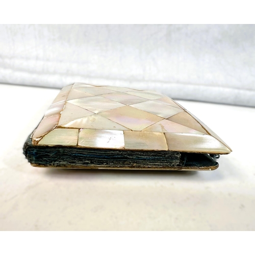 41 - A Victorian mother of pearl card case, 14cm and a similar with engraved decoration. 