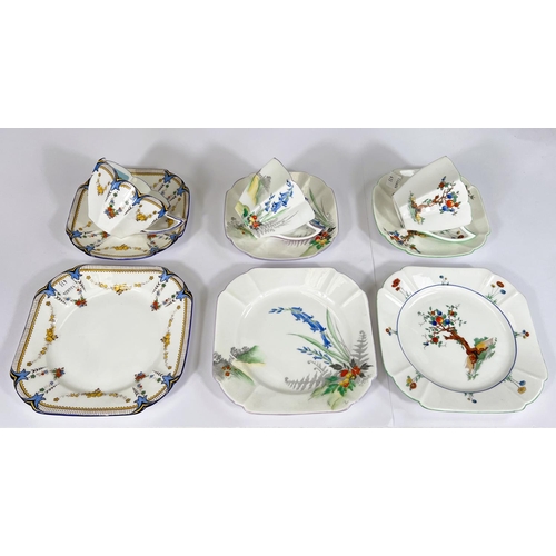 413 - 3 Shelley trio sets - 11705 - Garland & Fruit; 11676 Queen Anne Bluebells; 11651 - Crabtree