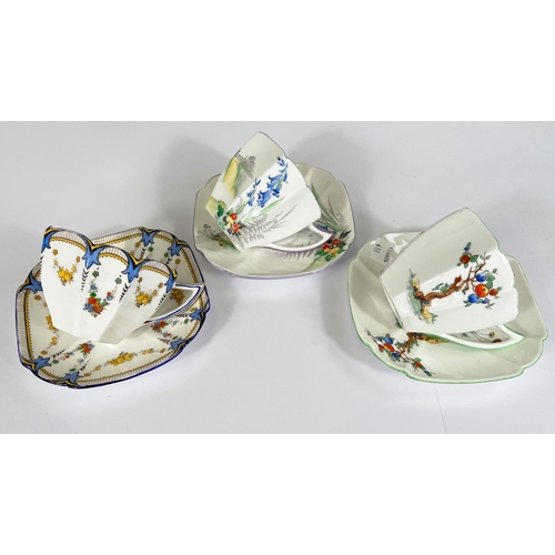 413 - 3 Shelley trio sets - 11705 - Garland & Fruit; 11676 Queen Anne Bluebells; 11651 - Crabtree