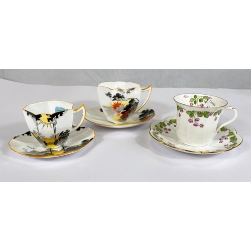 416 - 3 Shelley trio sets - 11678 - Sunset & Tall Trees; 11691 - Sunset and Flowers; 8314;