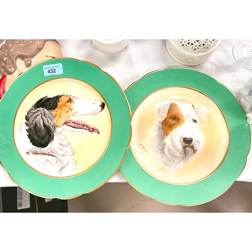 432 - PARAGON CHINA - two bone china plates with canine portraits, hand-enamelled, four pieces of Doulton ... 