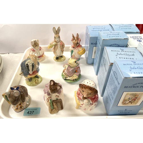 437 - Five Royal Doulton Beatrix Potter figures and three Royal Albert Beatrix Potter figures, all boxed.