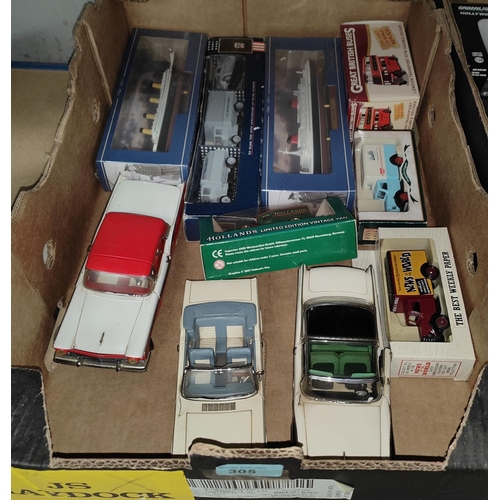 305 - Two Danbury Mint diecast cars: 1955 Ford Fairlane, 1966 Ford Mustang; Franklin Mint Precision die ca... 