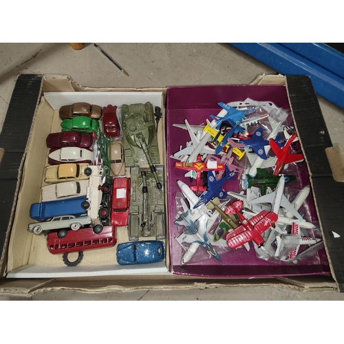 352 - DIECAST CARS, planes etc. - two trays.