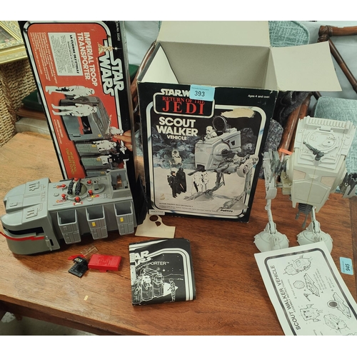 393 - Two Star Wars Palitoy 1970's vehicles in box, Scout Walker and Imperial Troop Transport