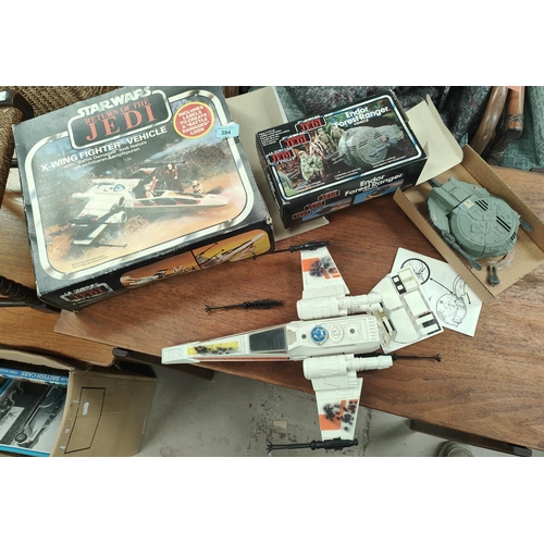 394 - A Star Wars Return of the Jedi boxed X-Wing Fighter and a Endor Forest Ranger vehicle boxed