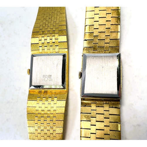 611 - ACCURIST, a gents dress watch with bark effect gilt metal strap and a similar by Bulova (quartz)