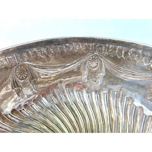 619 - A silver Rose Bowl with gadrooned and swag repousse decoration, acanthus leaf borders, import marks ... 