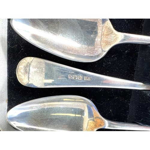 638 - A cased set of 6 monogrammed hallmarked silver teaspoons and tongs, Sheffield 1910; a part set of 5 ... 