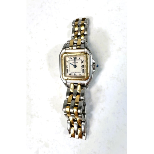 695 - A Cartier Panth&egrave;re ladies quartz two-tone gold and steel cased wristwatch on original two-ton...