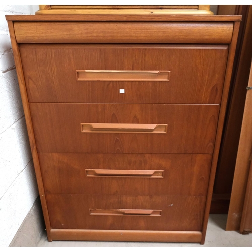 879 - A mid 20th century G-plan style Teak chest of drawers and a similar hinge lidded corner unit