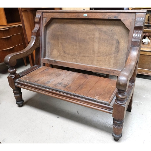 953 - A Victorian stained wood bench seat with later panelling.