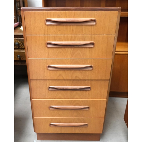 959 - A G-Plan 1970's teak 6 height chest of drawers and bedside cabinet