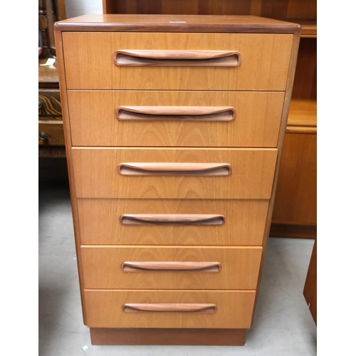 959 - A G-Plan 1970's teak 6 height chest of drawers and bedside cabinet