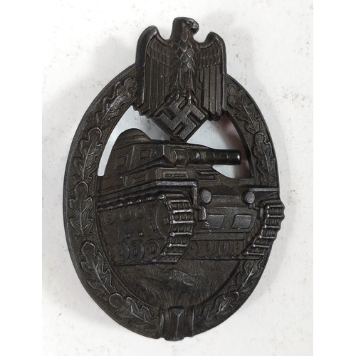 287 - A Third Reich Panzer Assault badge, bronze grade, markers mark for Hermann Aurich.