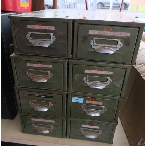 61 - A set of four pairs of 'veteran series' collectors/toolmakers stacking drawers 