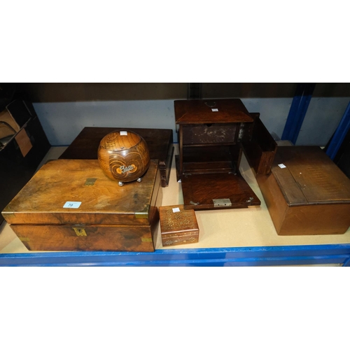 70 - A walnut lapdesk; a correspondence box etc.