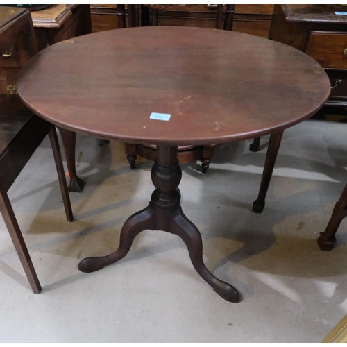 949 - A mid George III oval mahogany occasional/wine table on turned column and 3 splay feet.