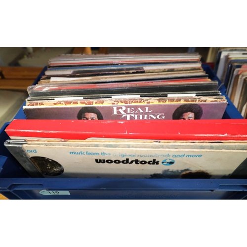 110 - A selection of 1970's LP records to include Woodstock triple vinyl (condition issues).