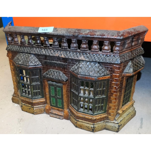 165 - An unusual Victorian cast iron enamelled fire kerb 'The Cottage' possibly Charles Ezard, 50cm42cm wi... 