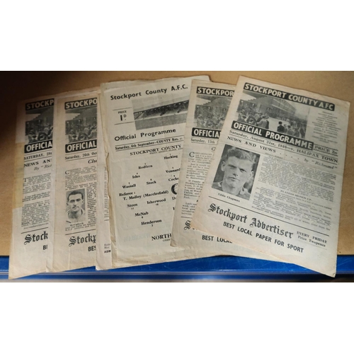 198 - Ten 1940's Stockport County official programmes VS Halifax Town 1946, Hull City 1947, Reserves x 2, ... 