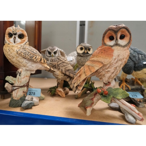 278 - Five Country Artists resin models of owls.