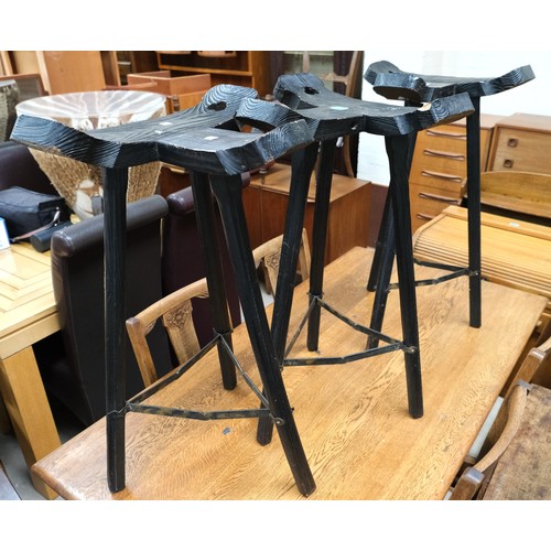 937A - A set of 3 Spanish style rustic high bar stools