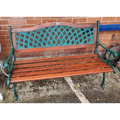 975 - A Victorian style 2 seater garden seat and 2 matching chairs; a ceramic elephant stool.