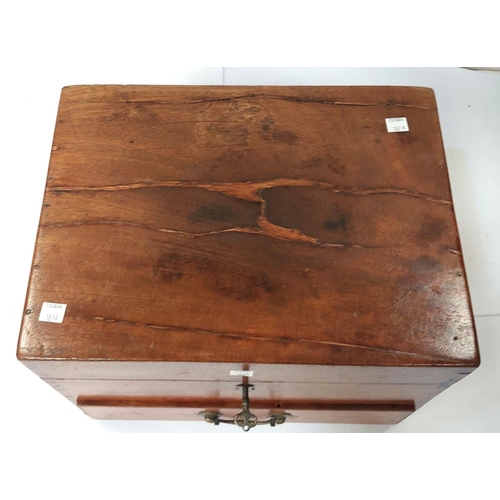 187A - A 19th century wooden apothecaries chest with later vintage glass medical bottles bottles, pestle an... 