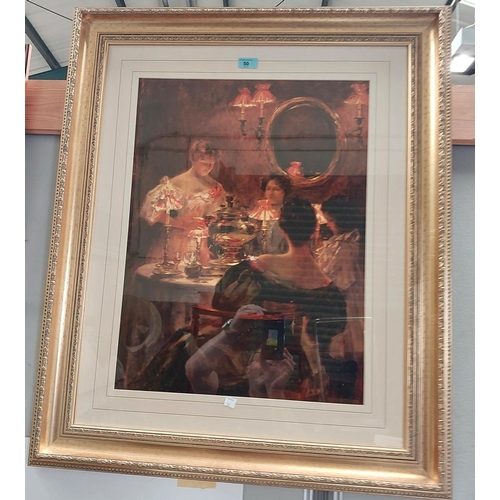 50 - Two framed Russell Flint prints and two other well framed gilt prints, one being Russian Tea party b... 