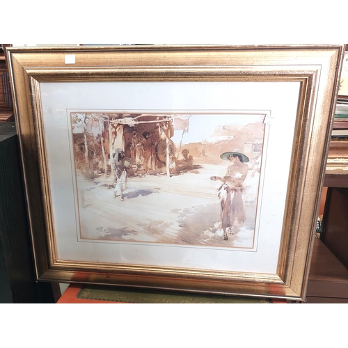 50 - Two framed Russell Flint prints and two other well framed gilt prints, one being Russian Tea party b... 