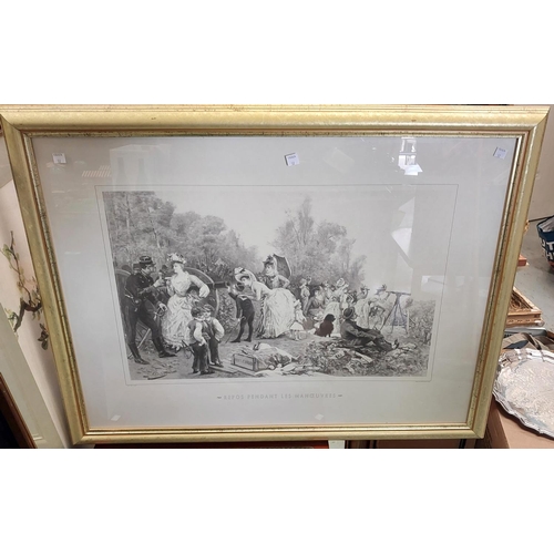 50 - Two framed Russell Flint prints and two other well framed gilt prints, one being Russian Tea party b... 