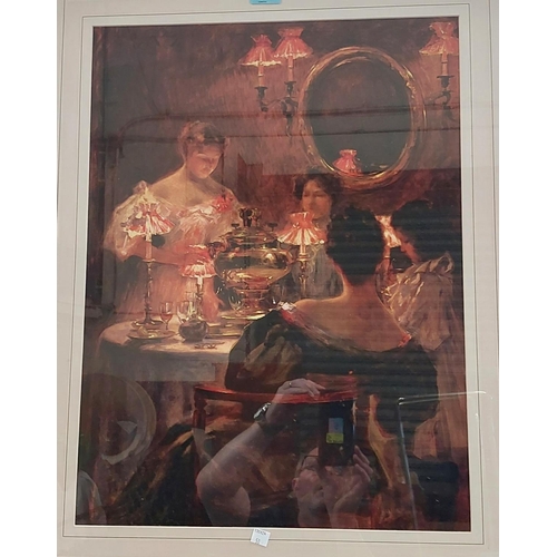 50 - Two framed Russell Flint prints and two other well framed gilt prints, one being Russian Tea party b... 