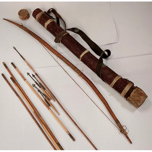 93 - A Kalahari bushman's bow, arrow and quiver.