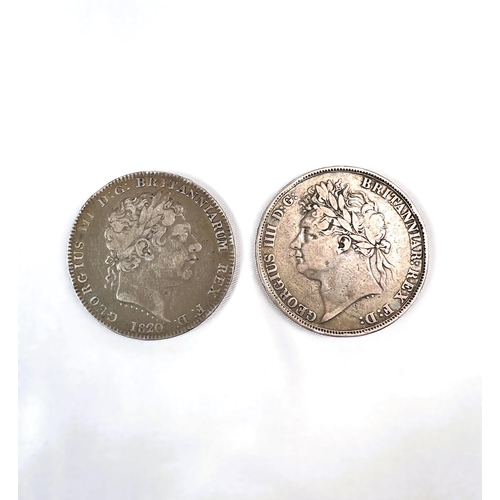 209 - GB: GEORGE III Crown, 1820 and George IV Crown 1821.