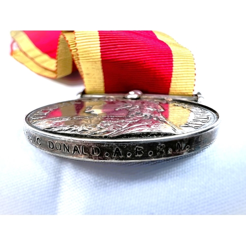 219 - A Queen Victoria China War Medal 1900 to 184059 G McDonald ABRN, no clasp.