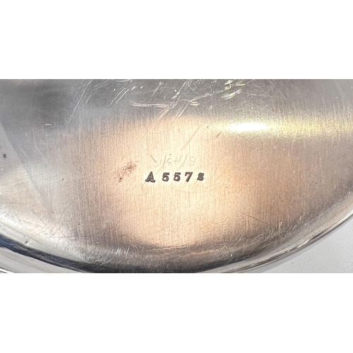 684 - A hallmarked silver muffin dish with ebonized handle, diameter 18cm, Sheffield 1938, maker James Dix... 