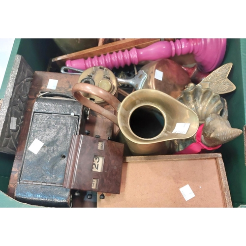 8 - A selection of collectors items and bric-a-brac including an original boxed gas mask; candle sticks,... 