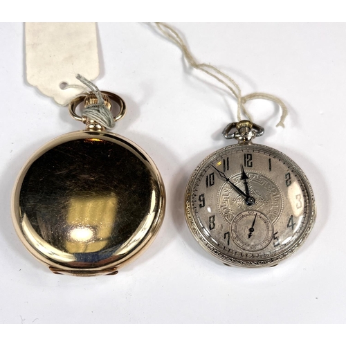 761 - VERTEX, a hunter pocket watch in gold plated case, 15 jewel movement and a HAMILTON watch, 1920's wh... 