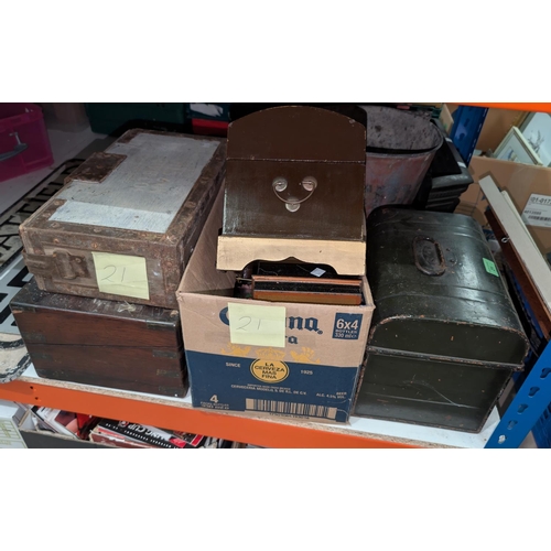 21 - A collection of tin and other various boxes etc.